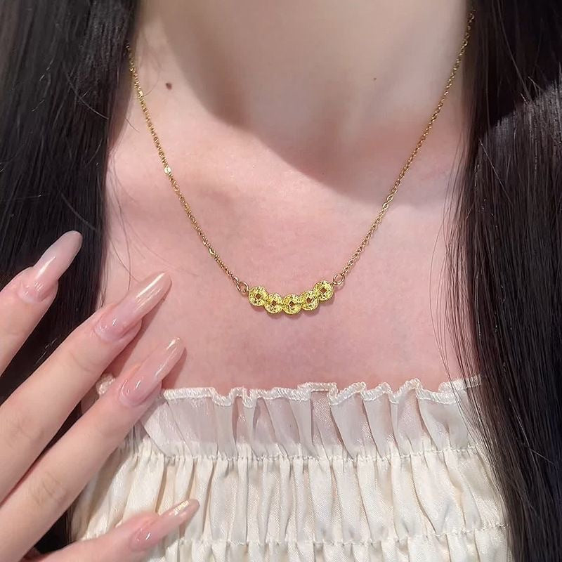Chinese Style Ice Crystal Coin Pendant Necklace for Women
