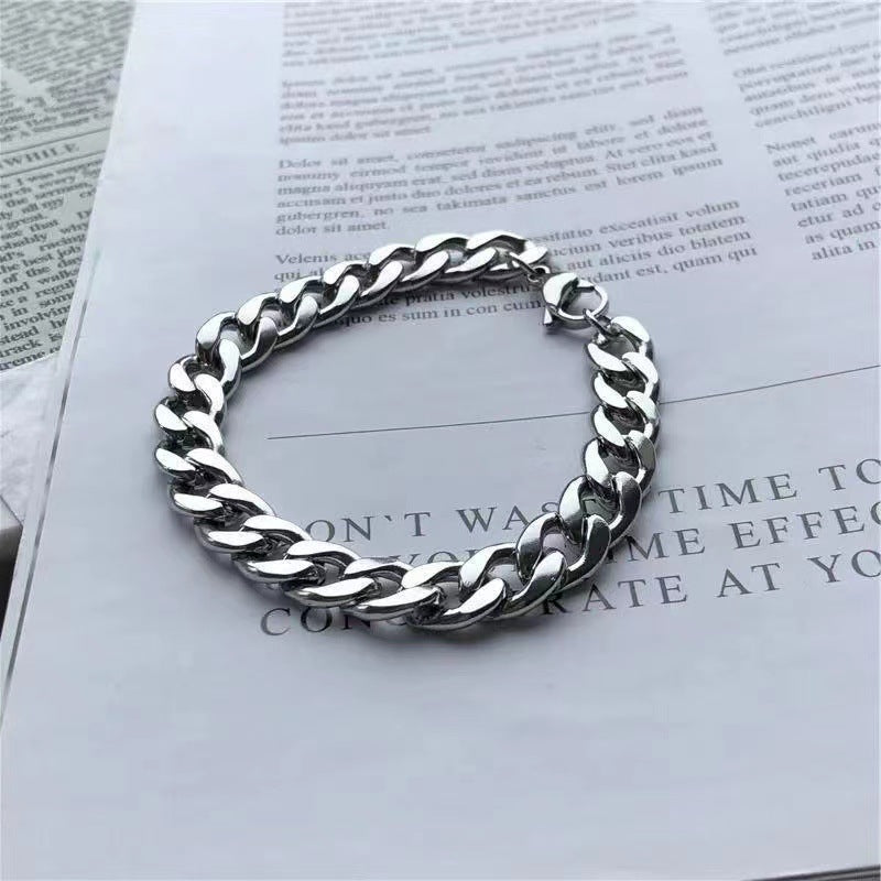 Men's Titanium Steel Cuban Chain Bracelet Hip Hop Style