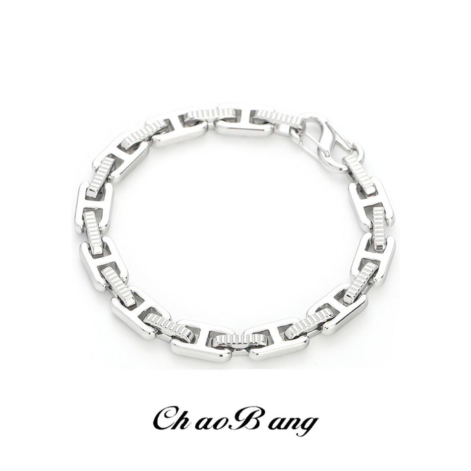 Men's Tooth Pattern Titanium Steel Bracelet with Trendy Style