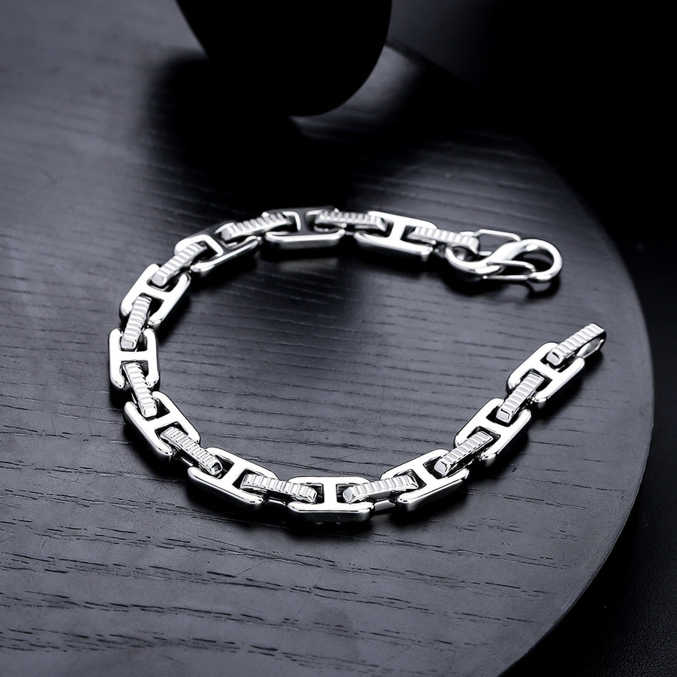 Men's Tooth Pattern Titanium Steel Bracelet with Trendy Style