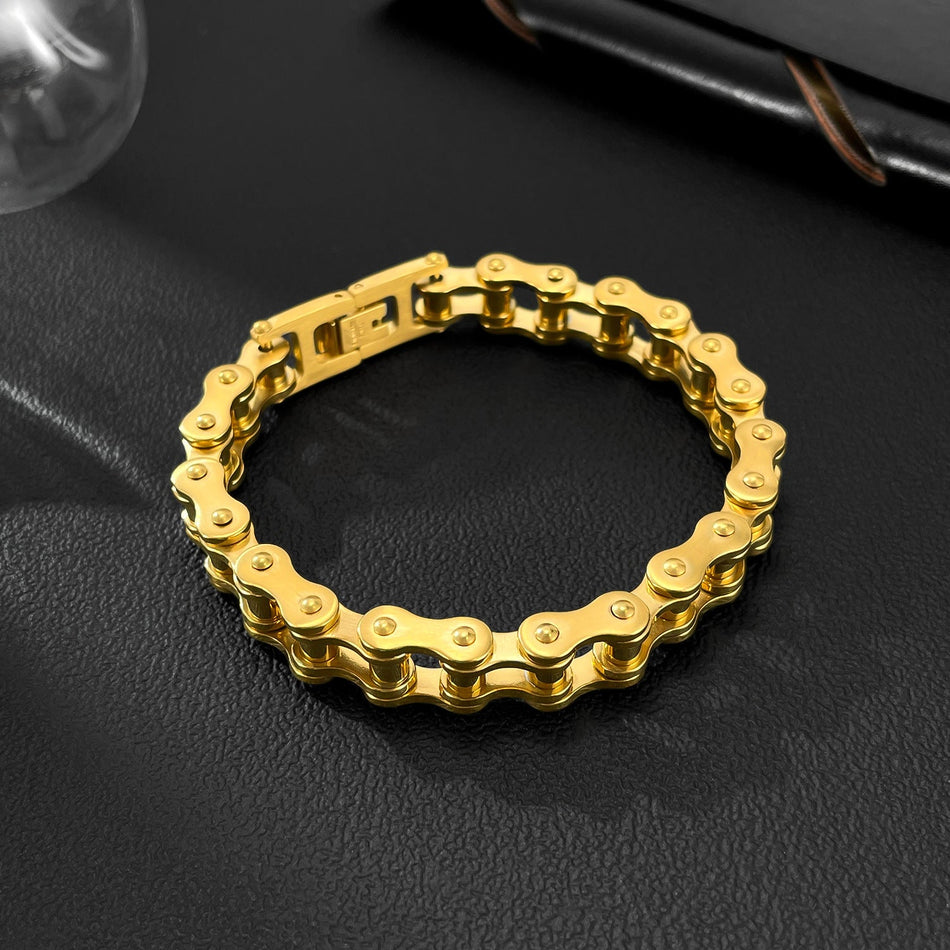 Men's Stainless Steel Motorcycle Chain Titanium Bracelet