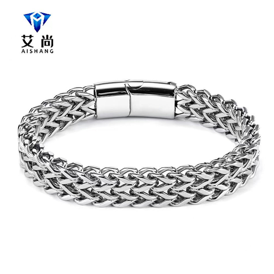 Men's Titanium Steel Bracelet with Minimalist Hip-Hop Style