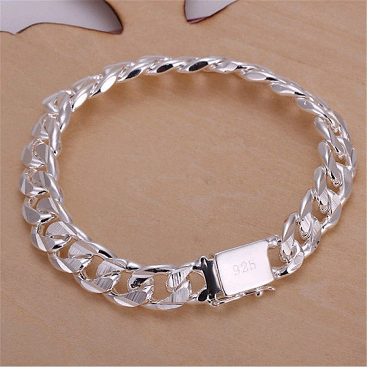 Men's Silver-Plated Square Buckle Bracelet with Modern Style