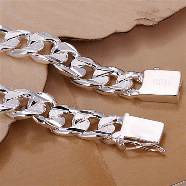 Men's Silver-Plated Square Buckle Bracelet with Modern Style