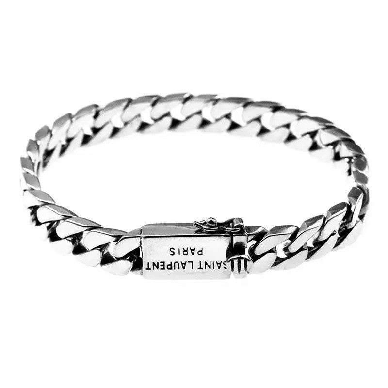 Men's Punk Cuban Chain Bracelet with Thick Woven Design