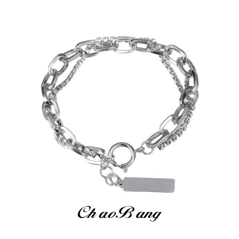 Men's Layered Titanium Steel Bracelet with Modern Spliced Design