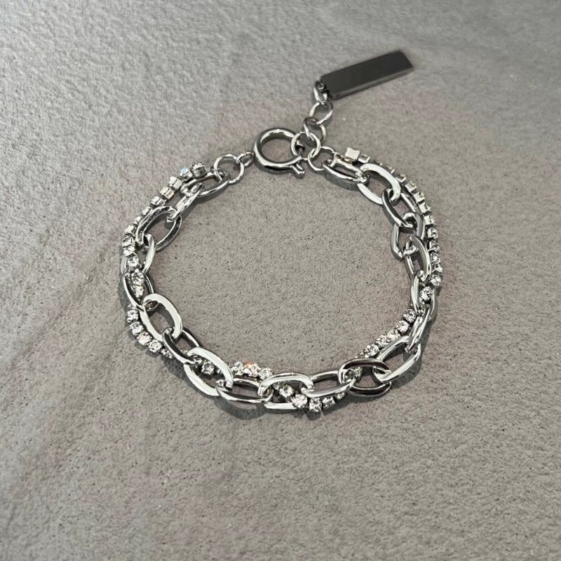 Men's Layered Titanium Steel Bracelet with Modern Spliced Design