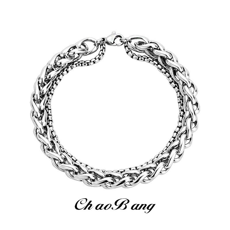 Men's Double Layer Titanium Steel Dragon Bone Bracelet