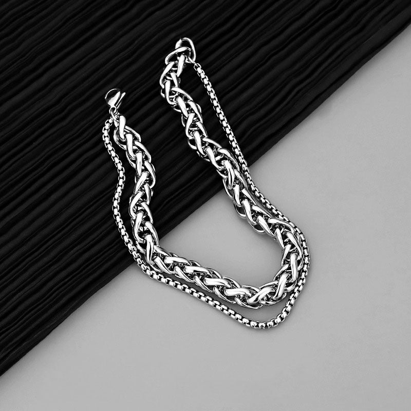Men's Double Layer Titanium Steel Dragon Bone Bracelet