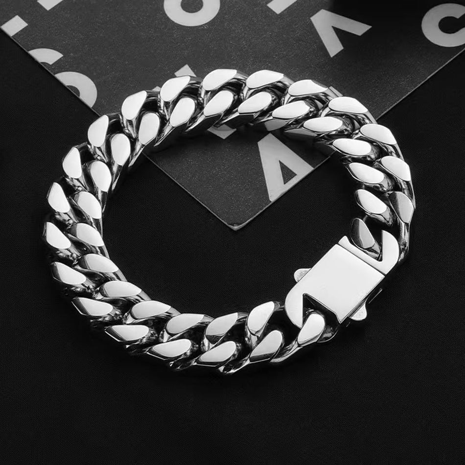 Men's Titanium Steel Woven Miami Cuban Chain Bracelet