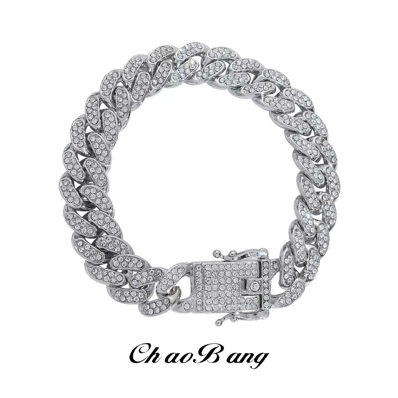 Diamond Encrusted Cuban Chain Bracelet for Men