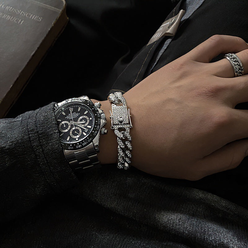 Diamond Encrusted Cuban Chain Bracelet for Men