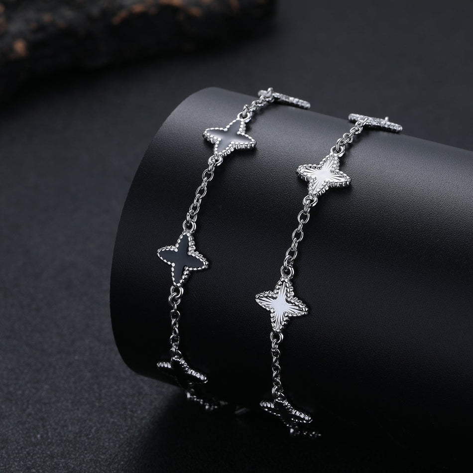 Men's Four-Pointed Star Titanium Steel Stackable Bracelet