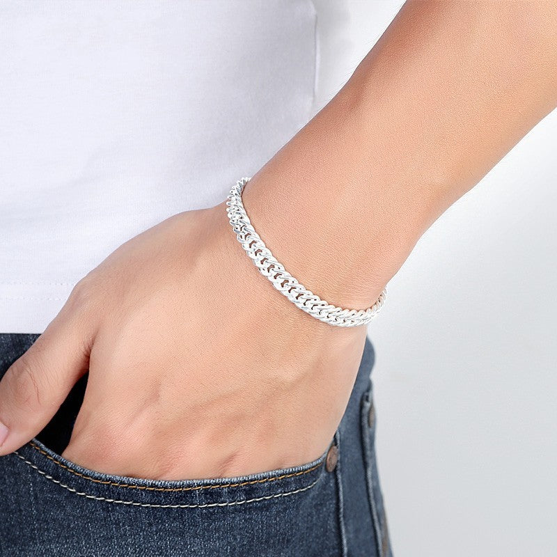 Men's Thick Tank Chain Bracelet with Riding Whip Design