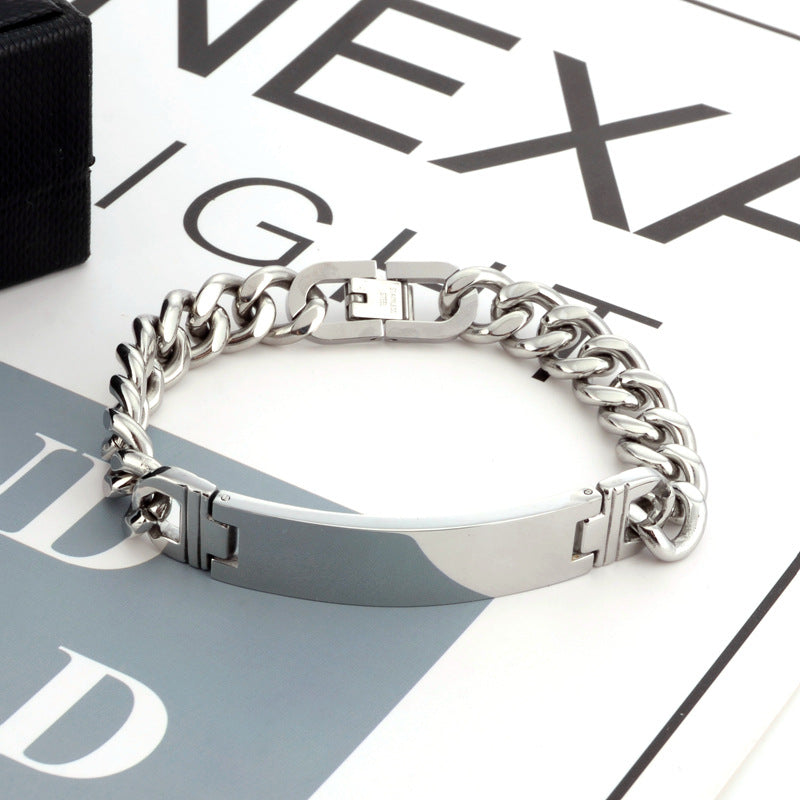 Men's Titanium Steel Cuban Chain Bracelet Hip-Hop Style