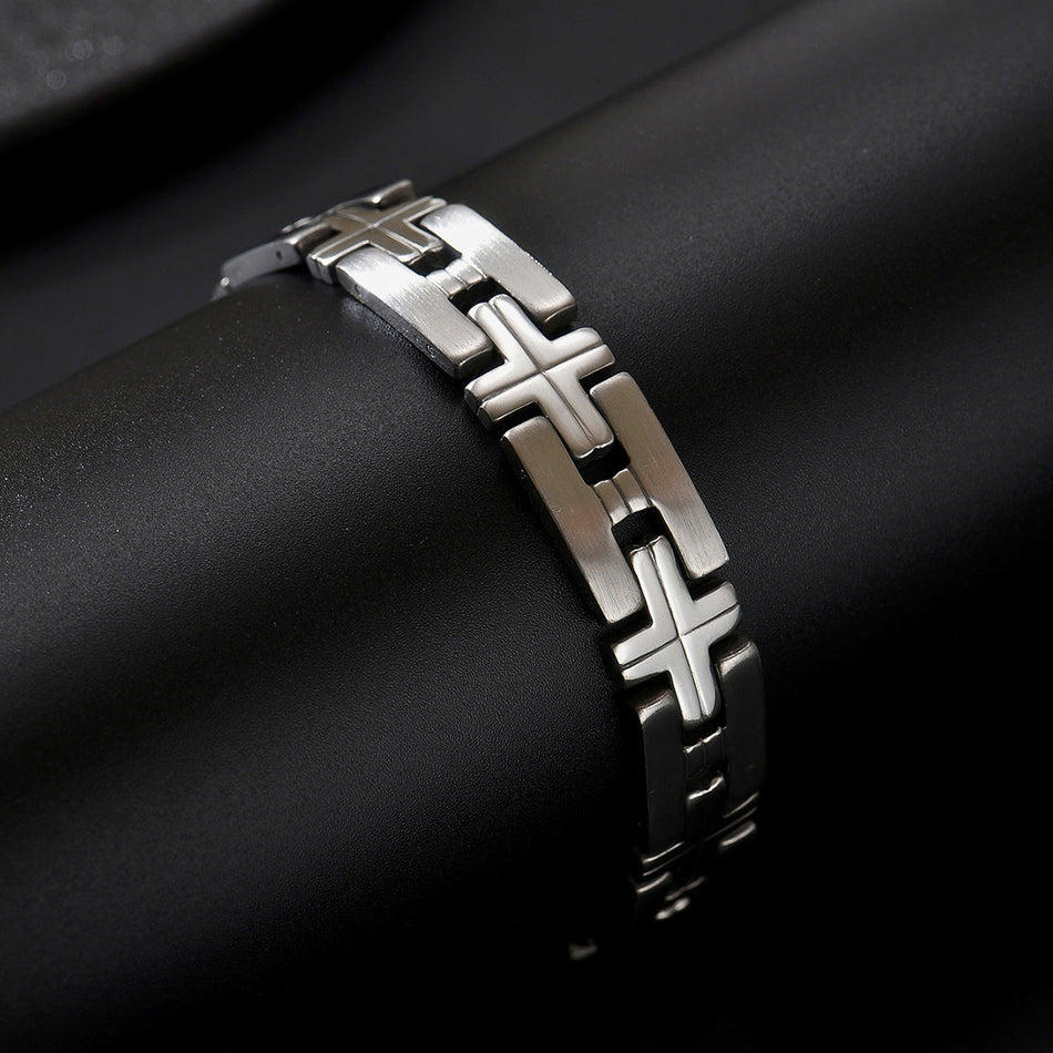 Men's H Letter Titanium Steel Chain Bracelet Gold Style