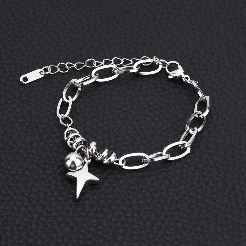 Titanium Steel Cross Star Ball Bracelet for Men