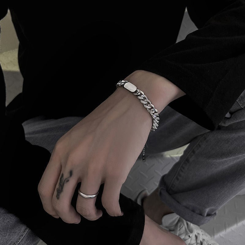 Men's Titanium Steel Cuban Chain Bracelet with Punk Style