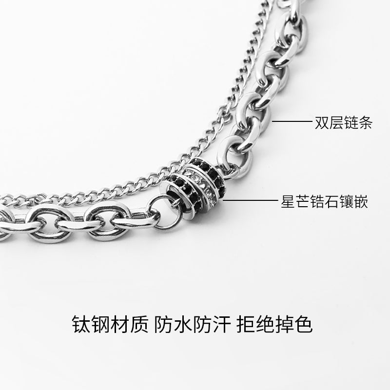 Men's Double Layer Stainless Steel Bracelet Hip-Hop Style