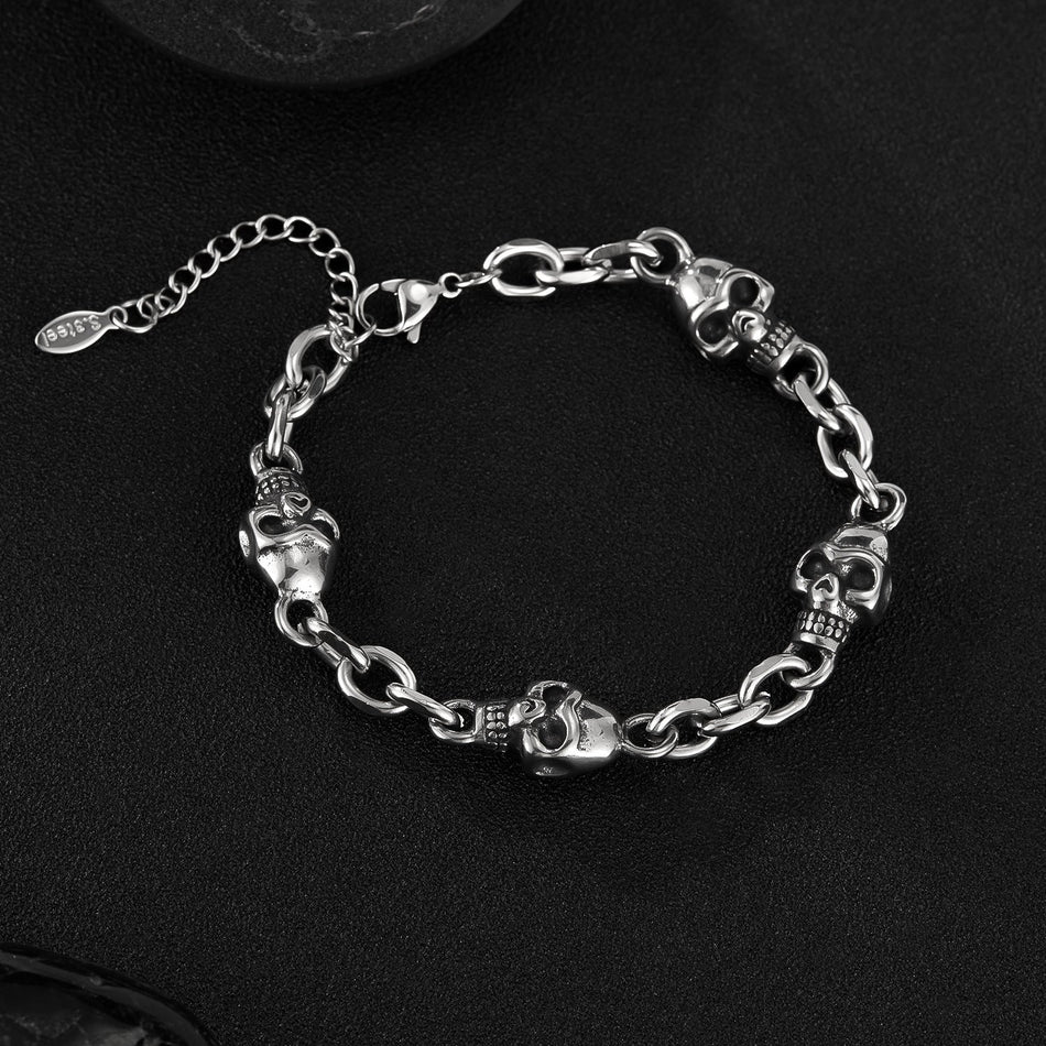 Men's Titanium Steel Skull Bracelet with Trendy Fashion Style
