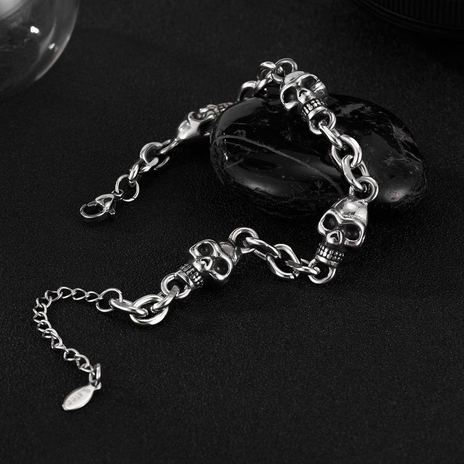 Men's Titanium Steel Skull Bracelet with Trendy Fashion Style