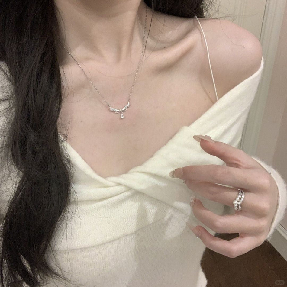 Lace Water Drop Pendant Necklace for Women