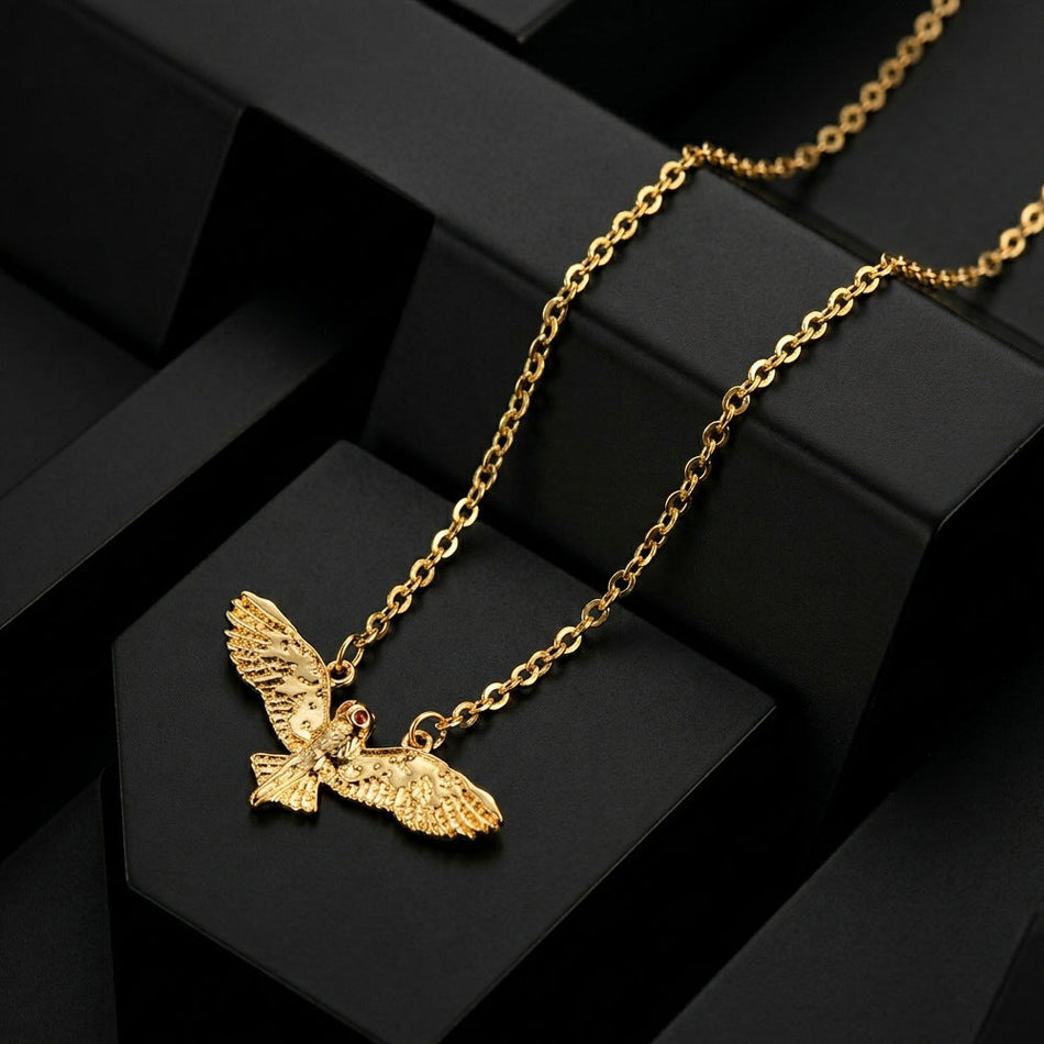 18K Gold Plated Owl Pendant Necklace for Women