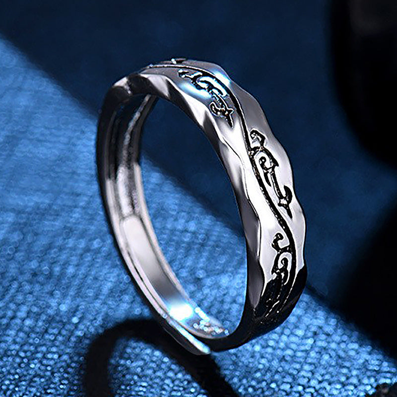 Men's Chinese Style Open Tail Ring with Retro Design