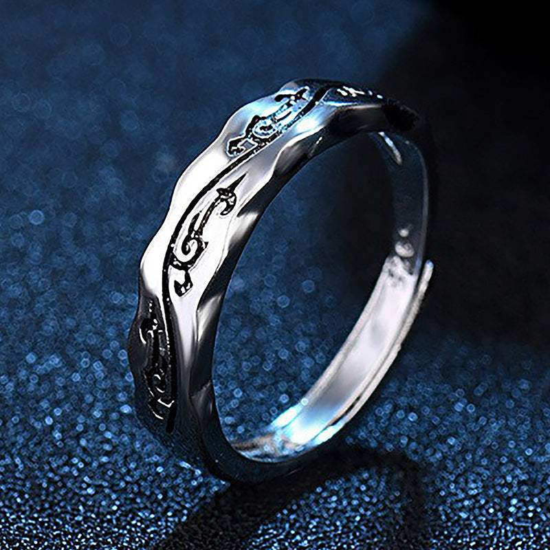 Men's Chinese Style Open Tail Ring with Retro Design