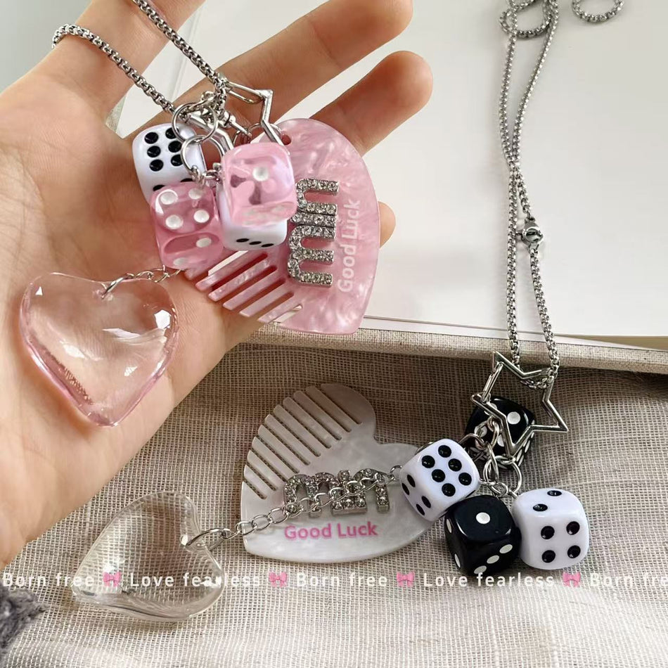 Y2K Multicolor Heart Dice Choker Necklace for Women