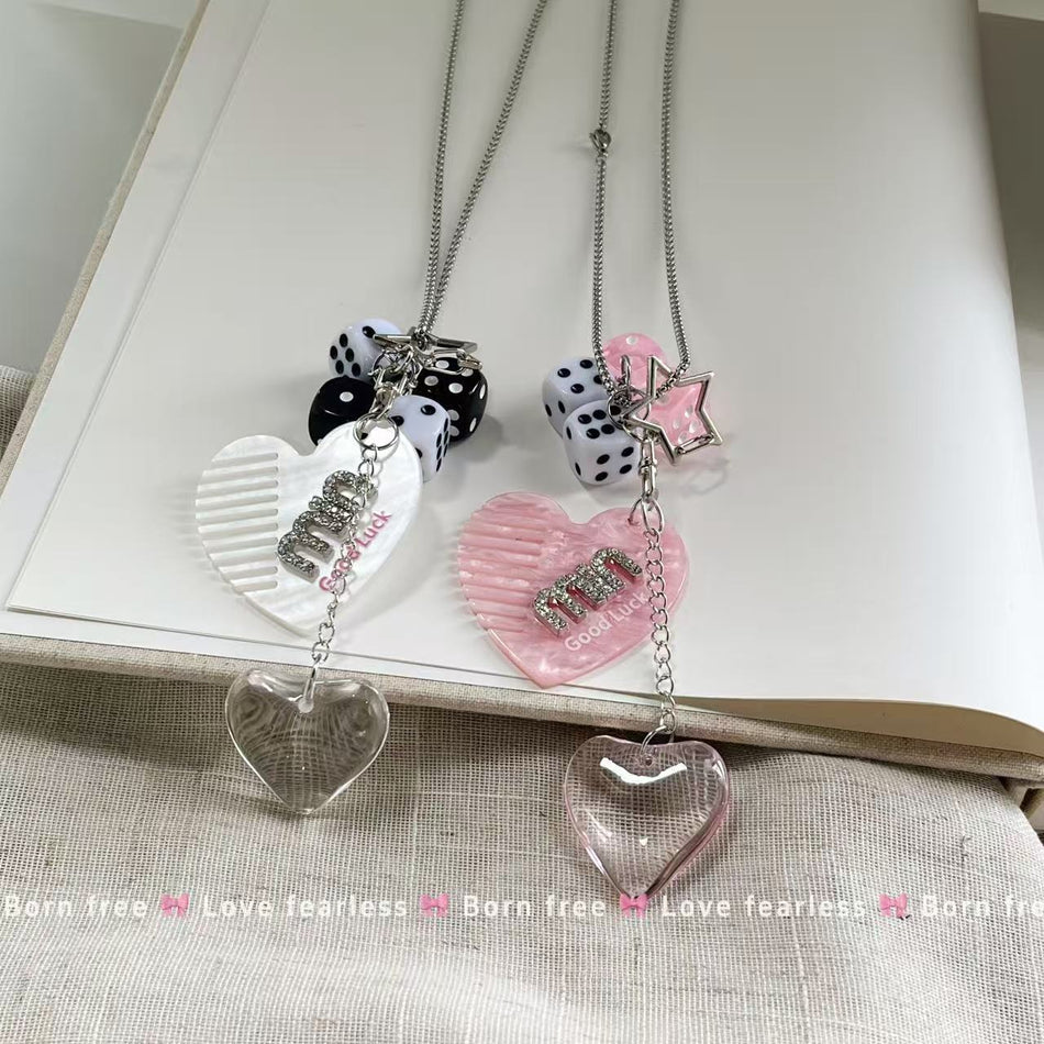 Y2K Multicolor Heart Dice Choker Necklace for Women