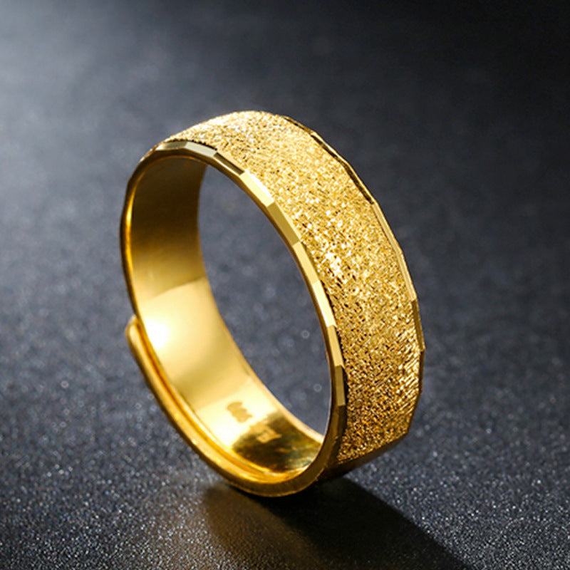 Men's 24K Matte Plated Car Flower Ring with Open Design