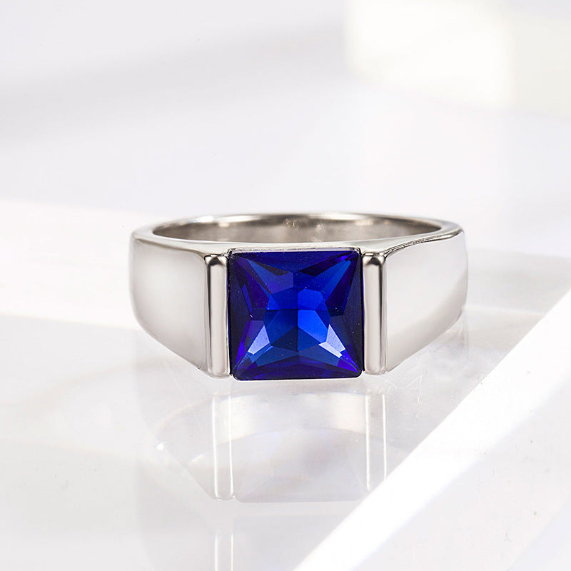 Sapphire Men's Ring with Simple European Fashion Style