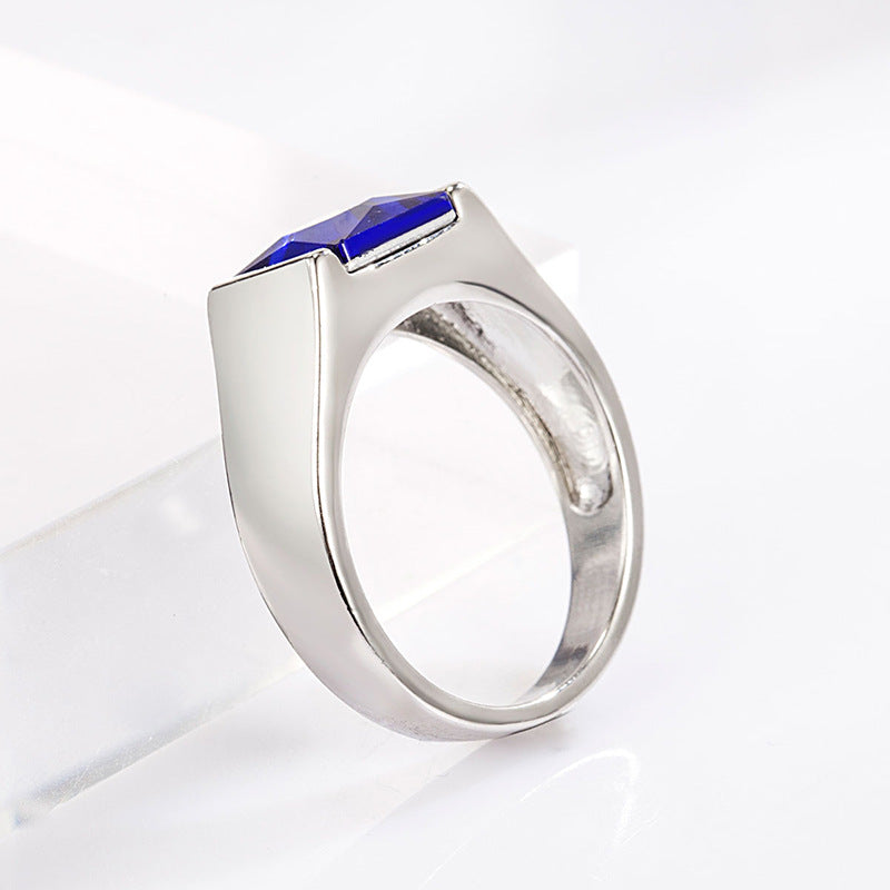 Sapphire Men's Ring with Simple European Fashion Style
