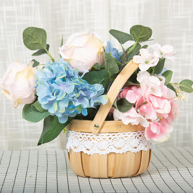 Wood Chip Flower Basket | Handwoven Gift & Décor Basket