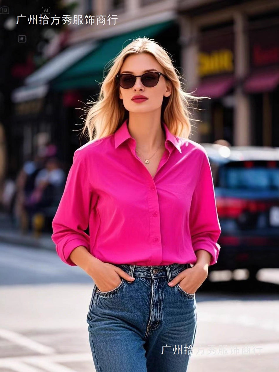 Versatile Long Sleeve Polo Shirt Regular Fit Workwear Style Top