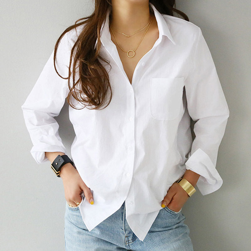 Women's Slim Fit Lapel Collar Long Sleeve Professional Shirt