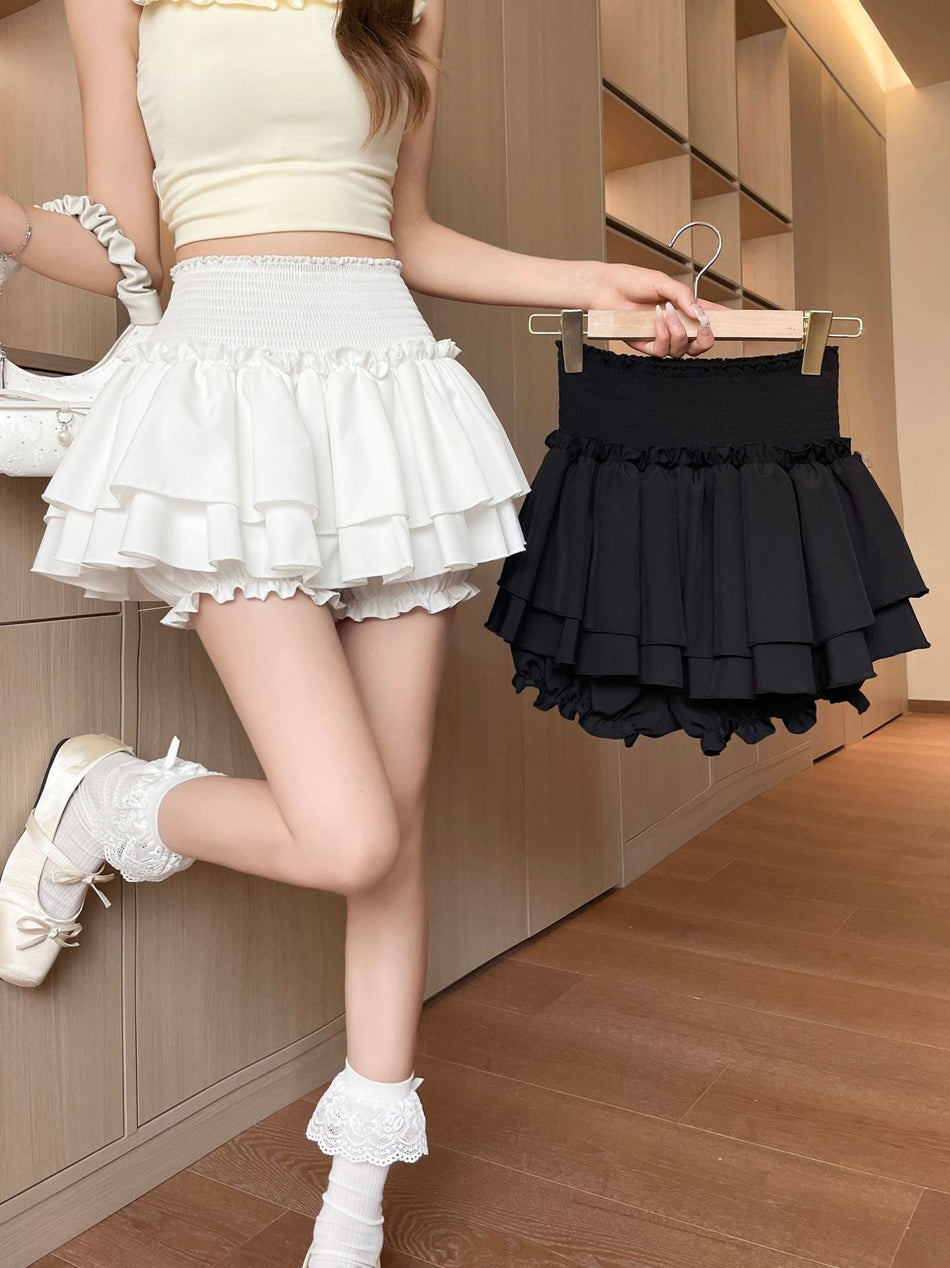 Women's High Waist Layered Puffy Tutu Mini Skirt with Lining