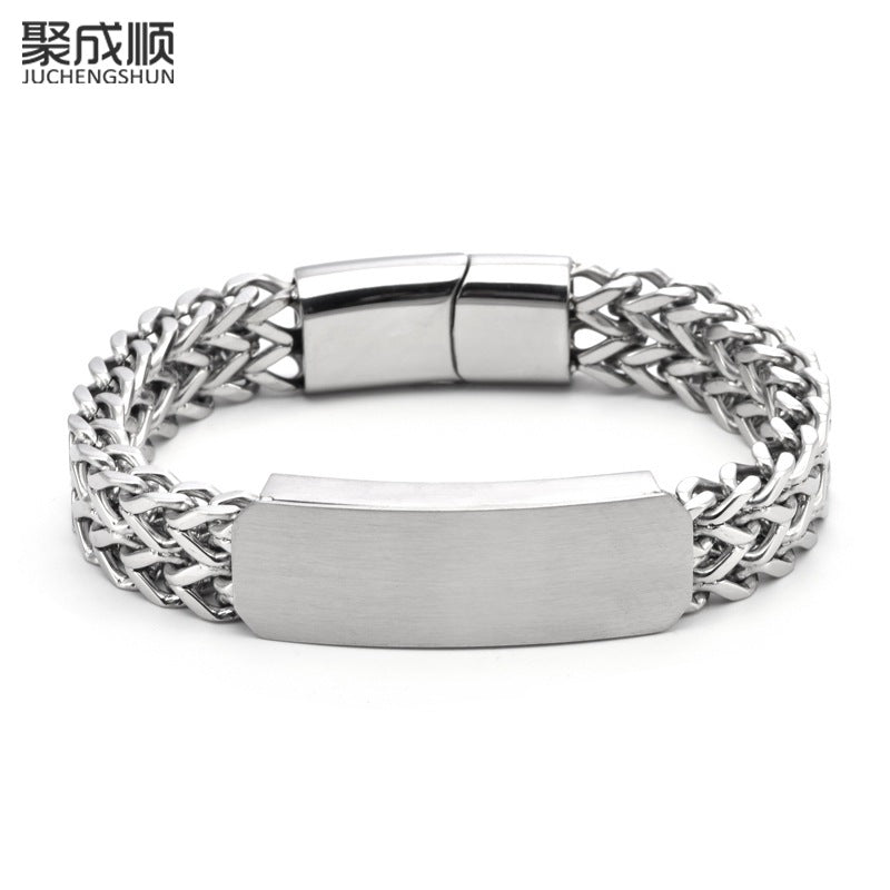 Men's Titanium Steel Square Double Layer Punk Bracelet