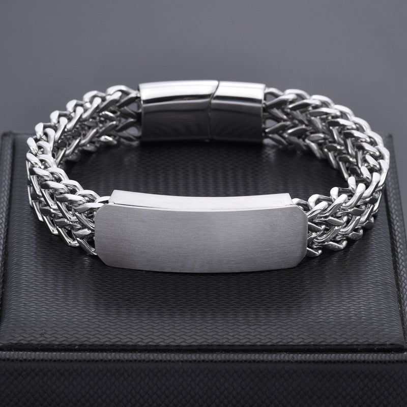 Men's Titanium Steel Square Double Layer Punk Bracelet