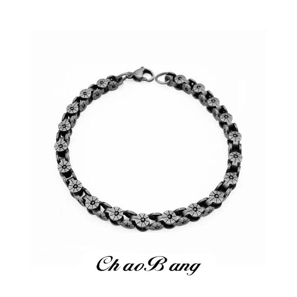 Men's Titanium Steel Vintage Distressed Punk Bracelet Design