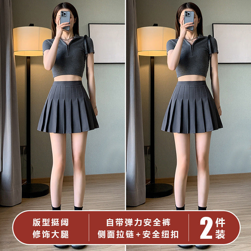 Women's High Waist Pleated A-Line College Style Mini Skirt