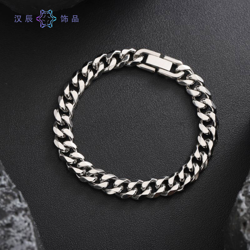 Unisex Titanium Steel Cuban Chain Bracelet Hip-Hop Style