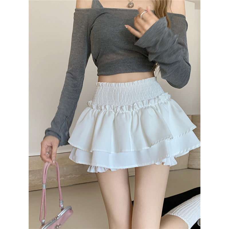 Women's High Waist Ruffle Puff Mini Skirt Ballet Style Design
