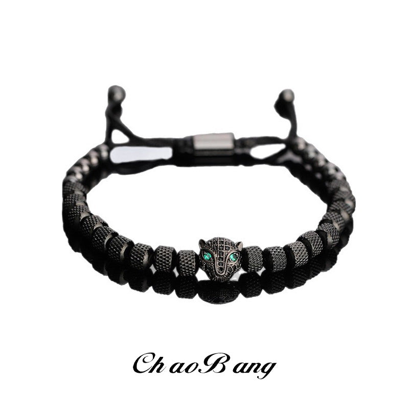 Unisex Leopard Head Woven Bracelet Adjustable Fashion Jewelry