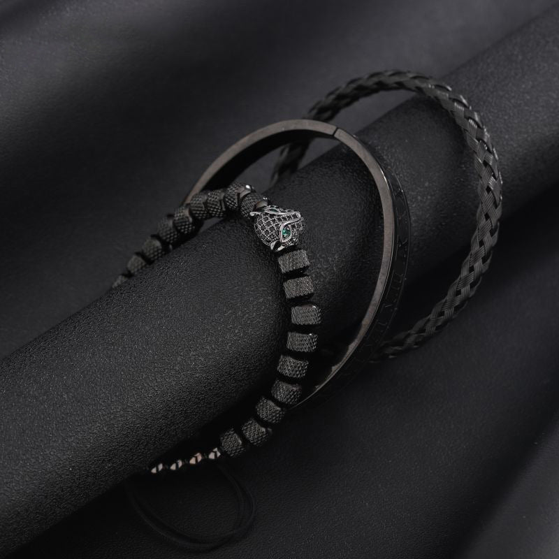 Unisex Leopard Head Woven Bracelet Adjustable Fashion Jewelry
