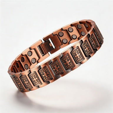 Men's Antique Red Copper Magnetic Cross Bracelet Retro Style