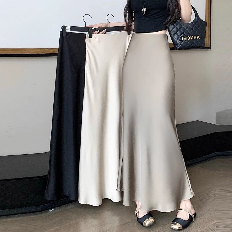 Women's High Waist Draped Fishtail Midi Skirt with Ruffle Detail