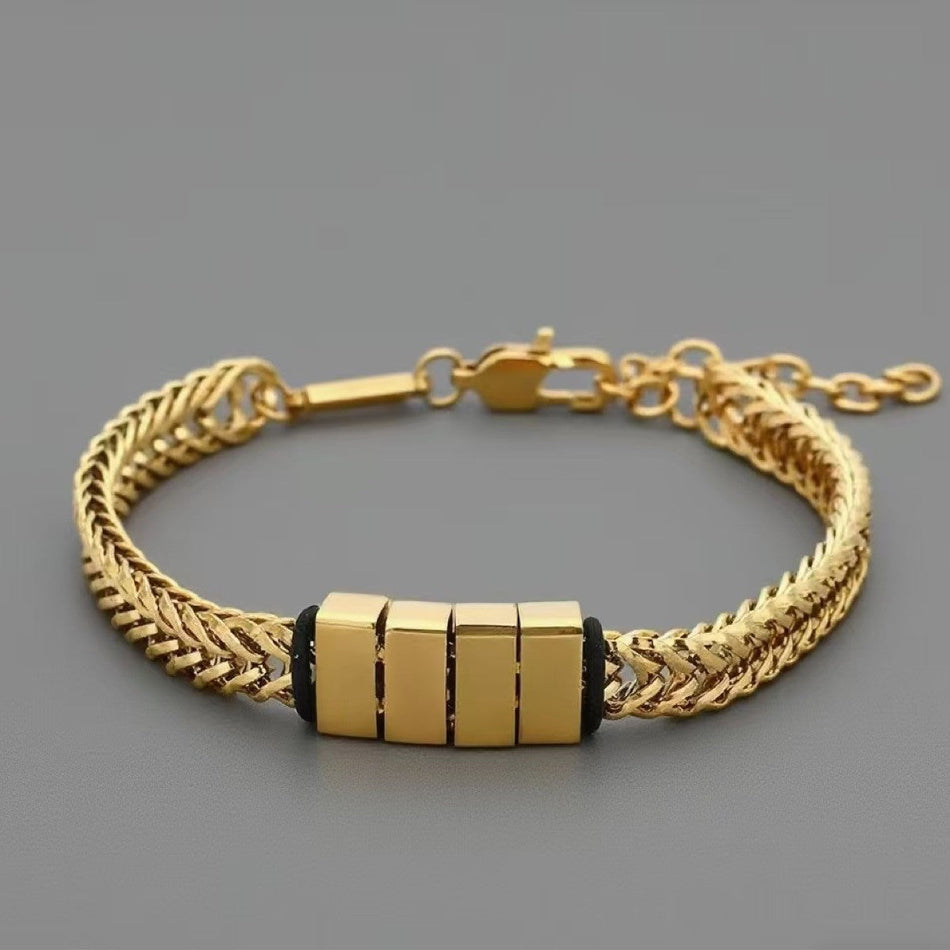 Men's Titanium Steel Engraved Couple Bracelet Hip-Hop Style
