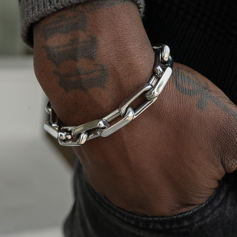 Men's Titanium Steel Cuban Chain Bracelet Industrial Hip-Hop